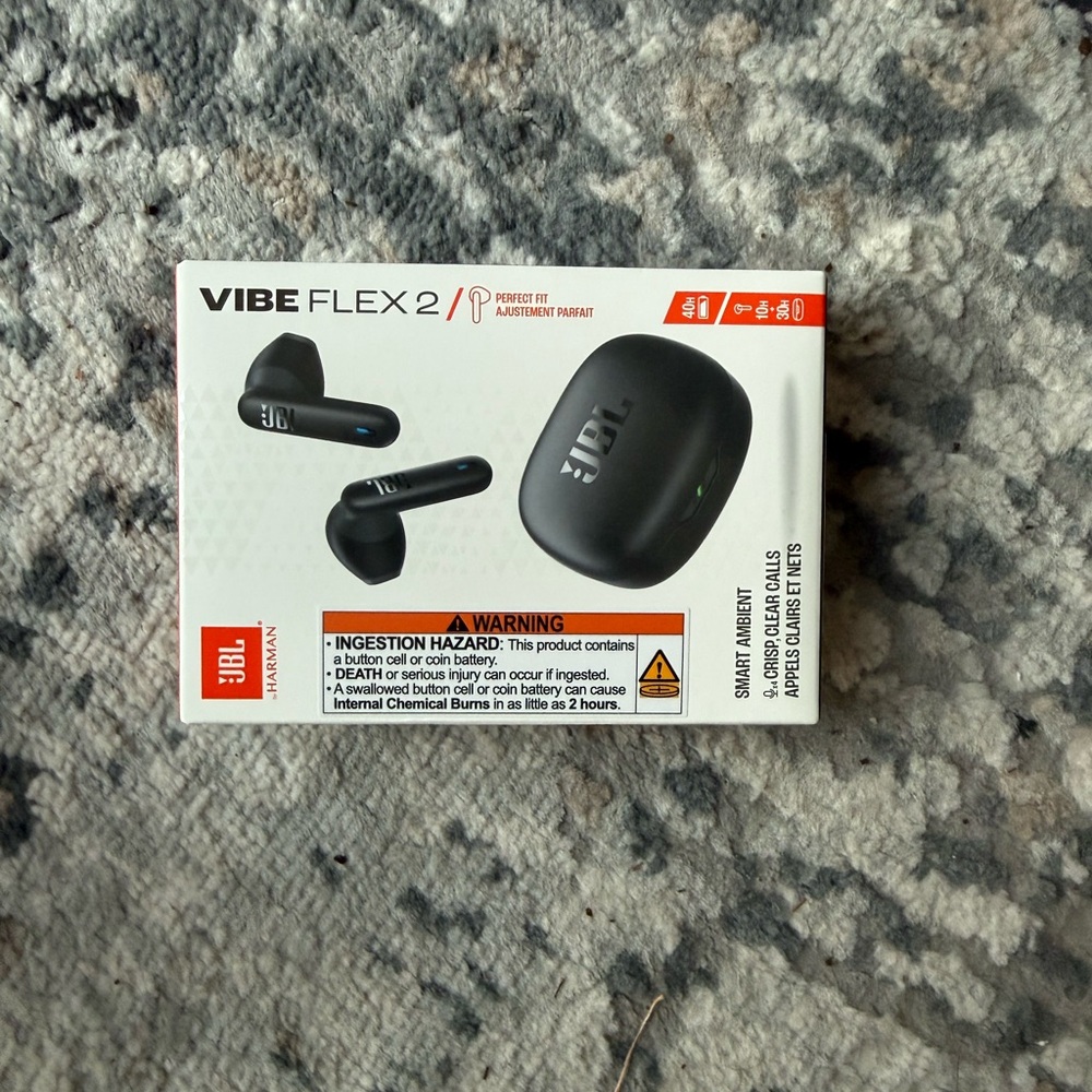 JBL Vibe Flex 2 Wireless Earbuds - Sleek Black